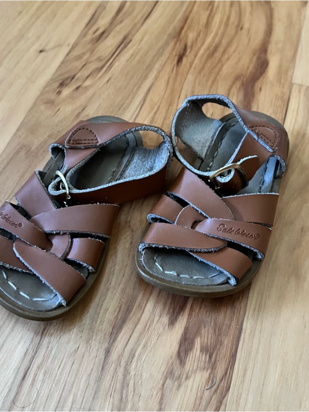 Salt Water Sandals by Hoy Tan/Brown Kids Leather Sandals